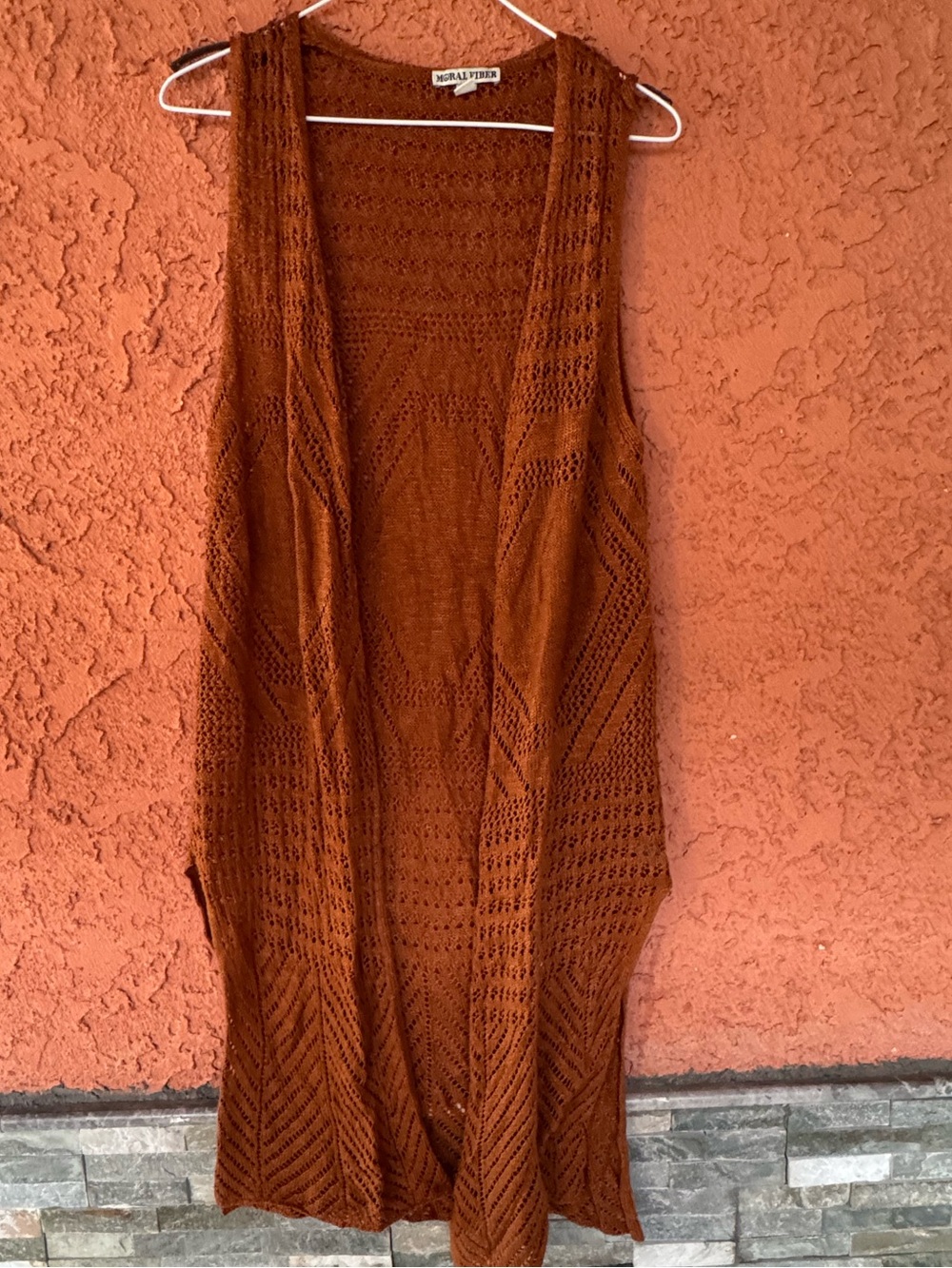 Moral fibers Open Knit Long Vest